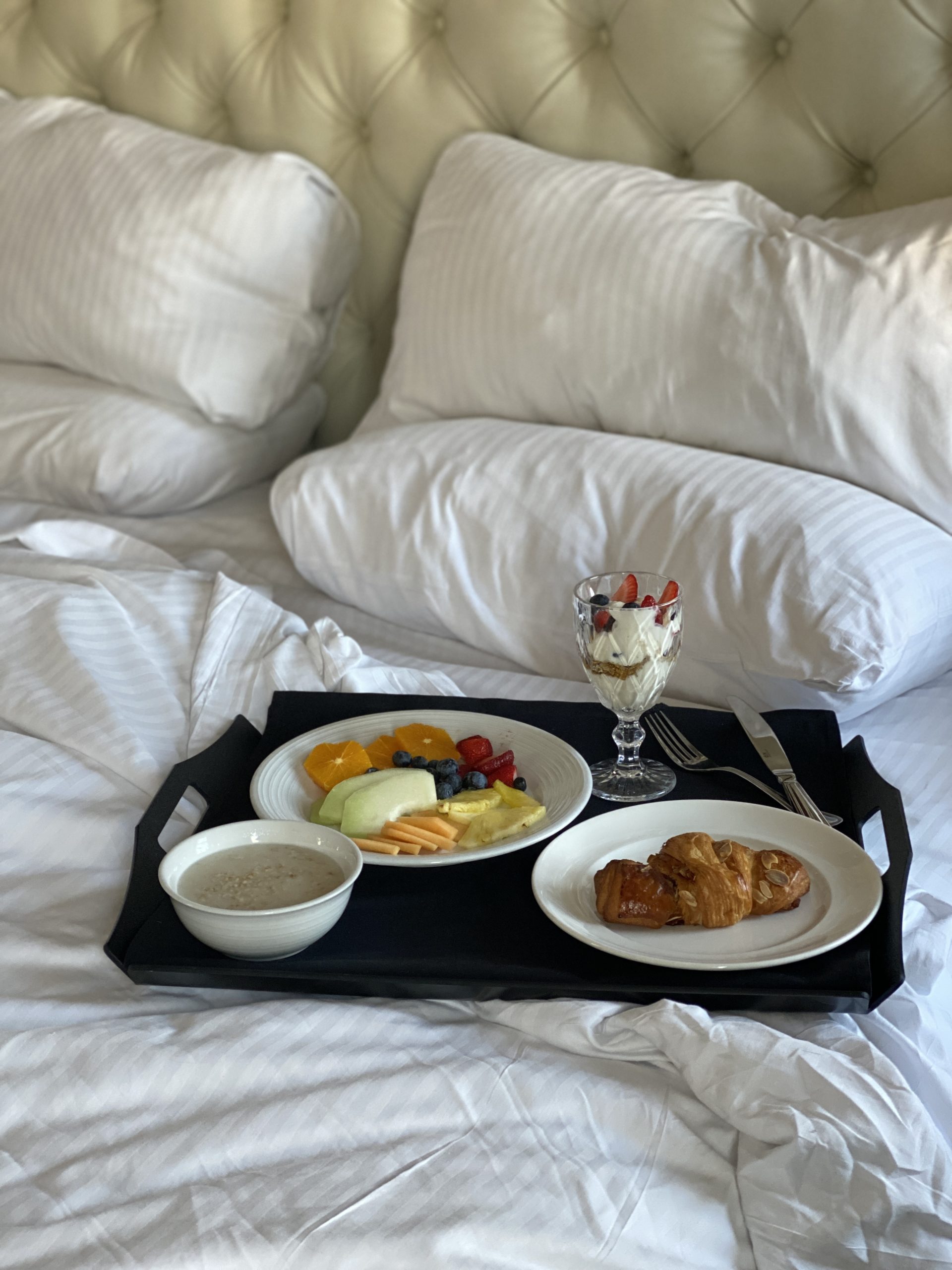 breakfast in a hotel bed, luxury boutique dc hotel